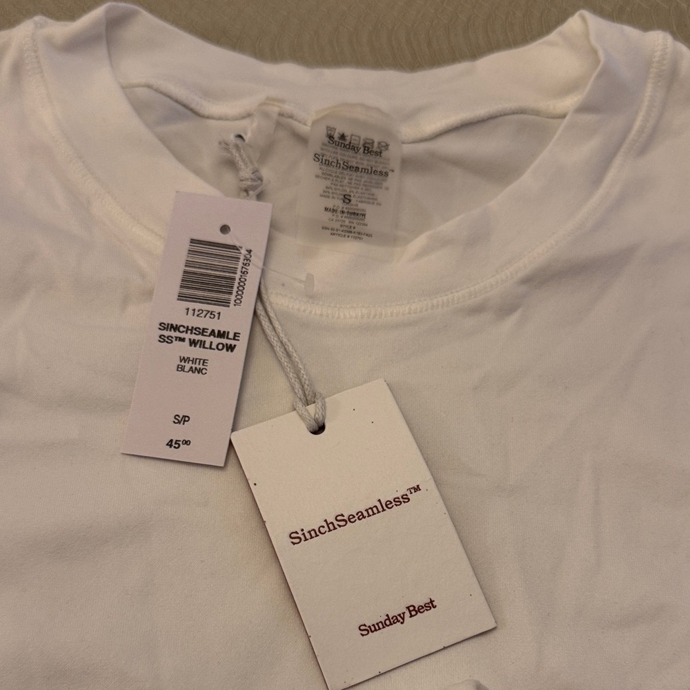 Aritzia White Short Sleeve bodysuit Tee - Picture 4 of 7